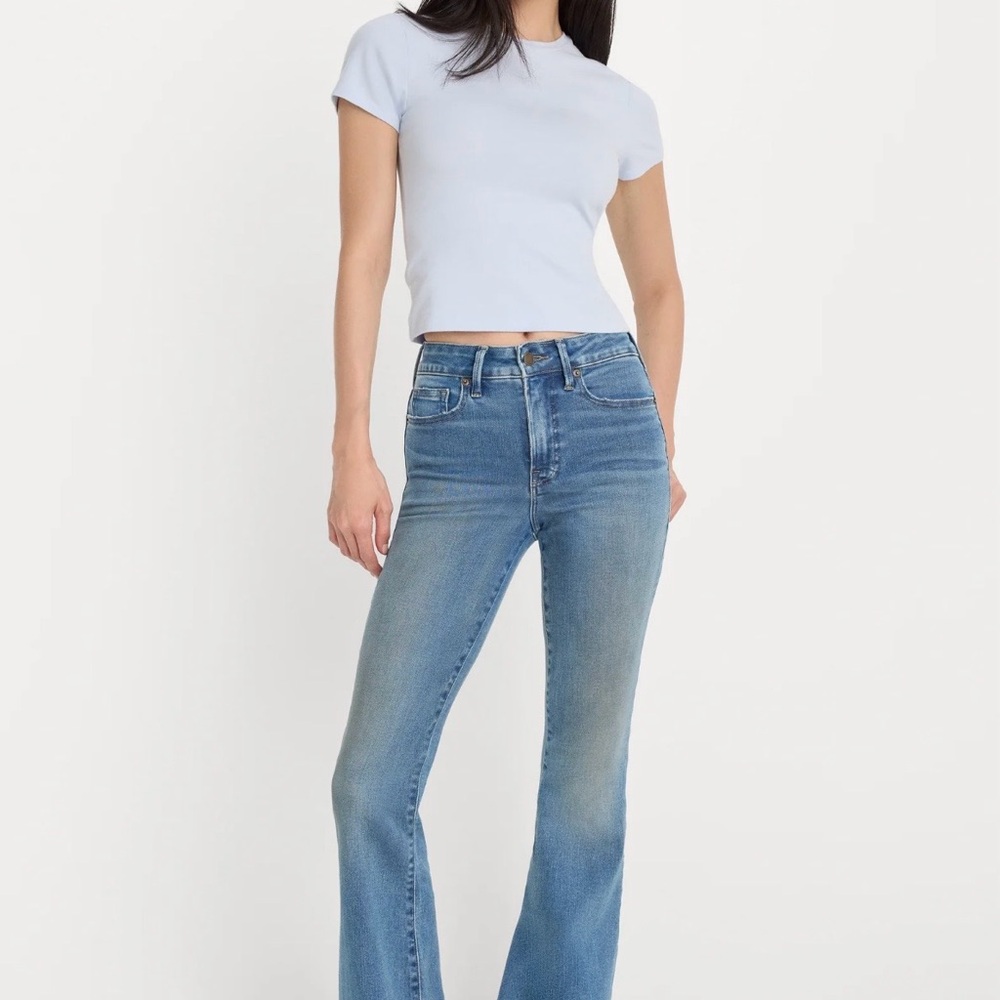 Good American Light Blue Flare Jeans